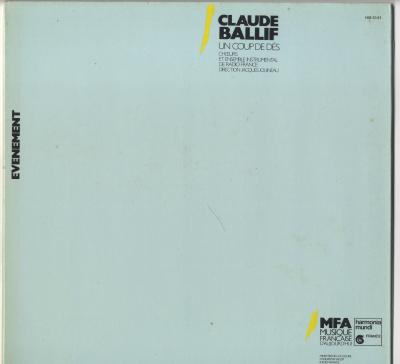 Ballif Claude , Un Coup De Dés (Saint Michel de Provence: harmonia mundi, 1984).